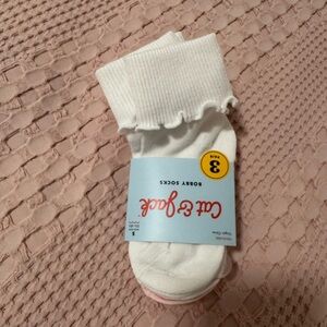 Cat & Jack Toddler Bobby Socks | 3 Pair | White & Pink | Ruffle | New